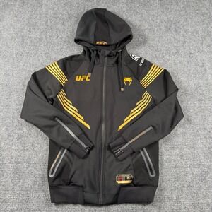 Venum UFC Zip Hoodie Mens Small Black Gold Fight Week Performance Jacket MMA